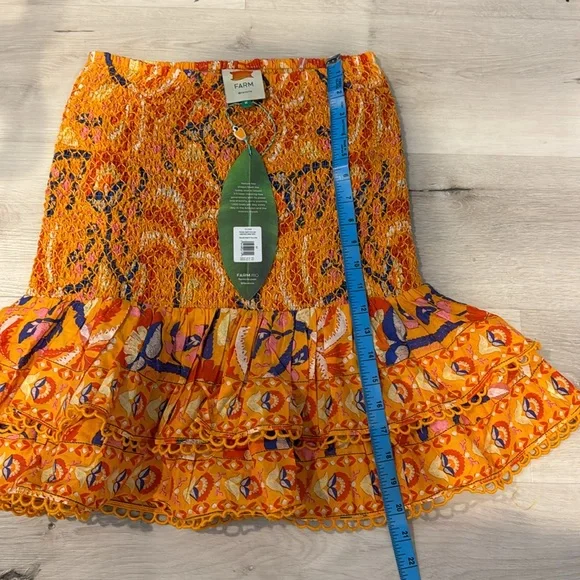 FARM Rio NWT Palms Party Yellow Smocked Mini Skirt Size M MSRP$140.